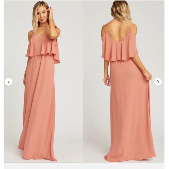 Show Me Your Mumu Caitlin Ruffle Maxi Dress Rustic Mauve Crisp Size Small - Picture 5 of 13